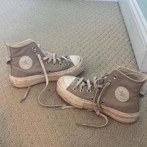 Converse High-Top Sneakers in Taupe